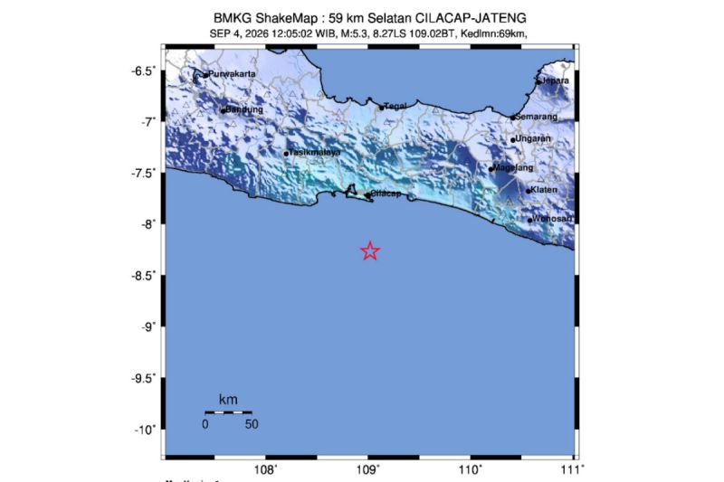 BMKG: Gempa M5,3 selatan Cilacap dipicu aktivitas subduksi